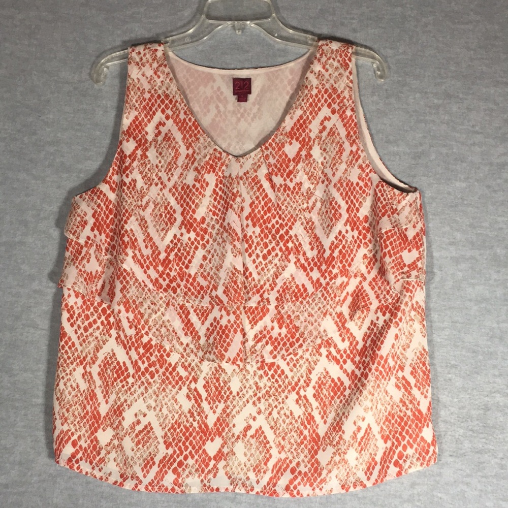 212 COLLECTION Animal Print Ruffle Front Fully Lined Sleeveless Top